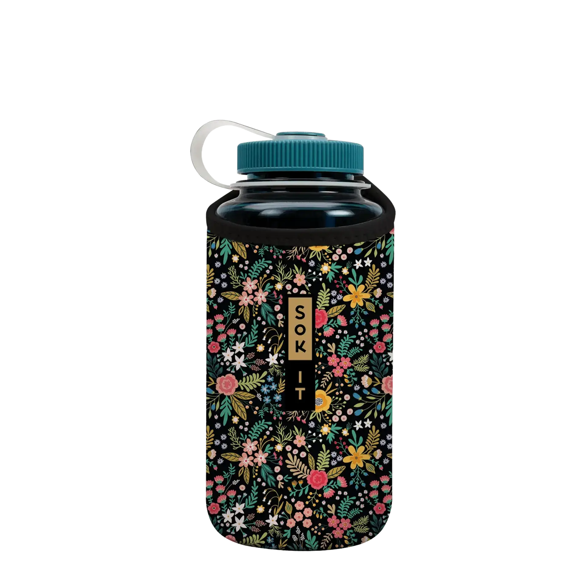 BotlSok for Nalgene Style Bottles - Black English Garden Picnic