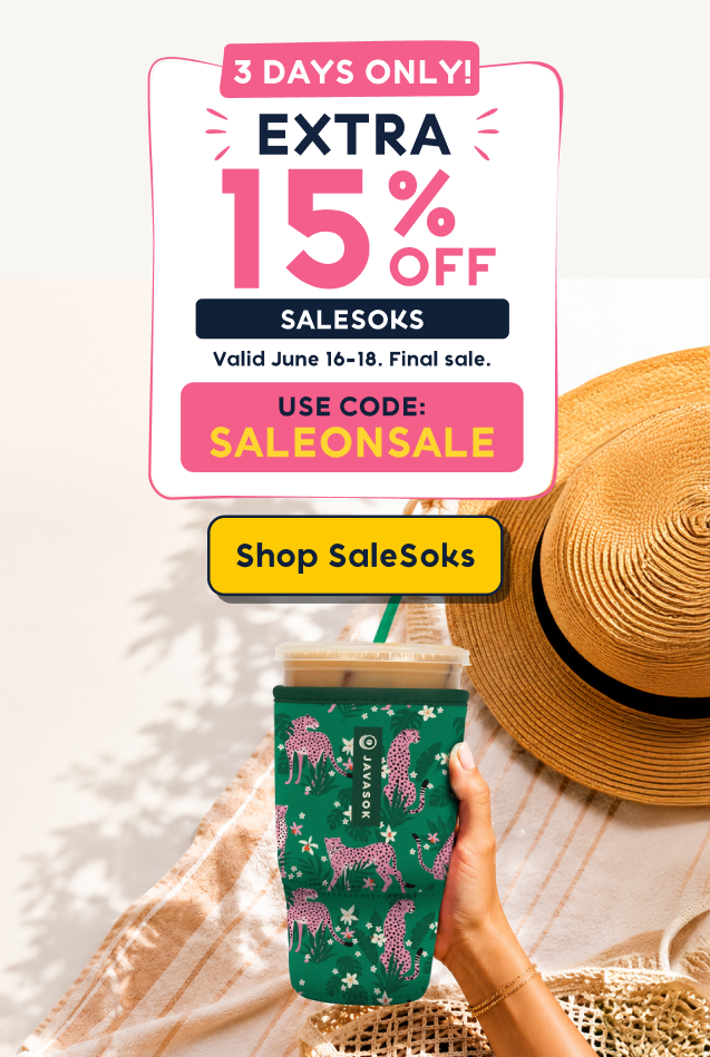promo banner for extra 15% off salesoks with code SALEONSALE