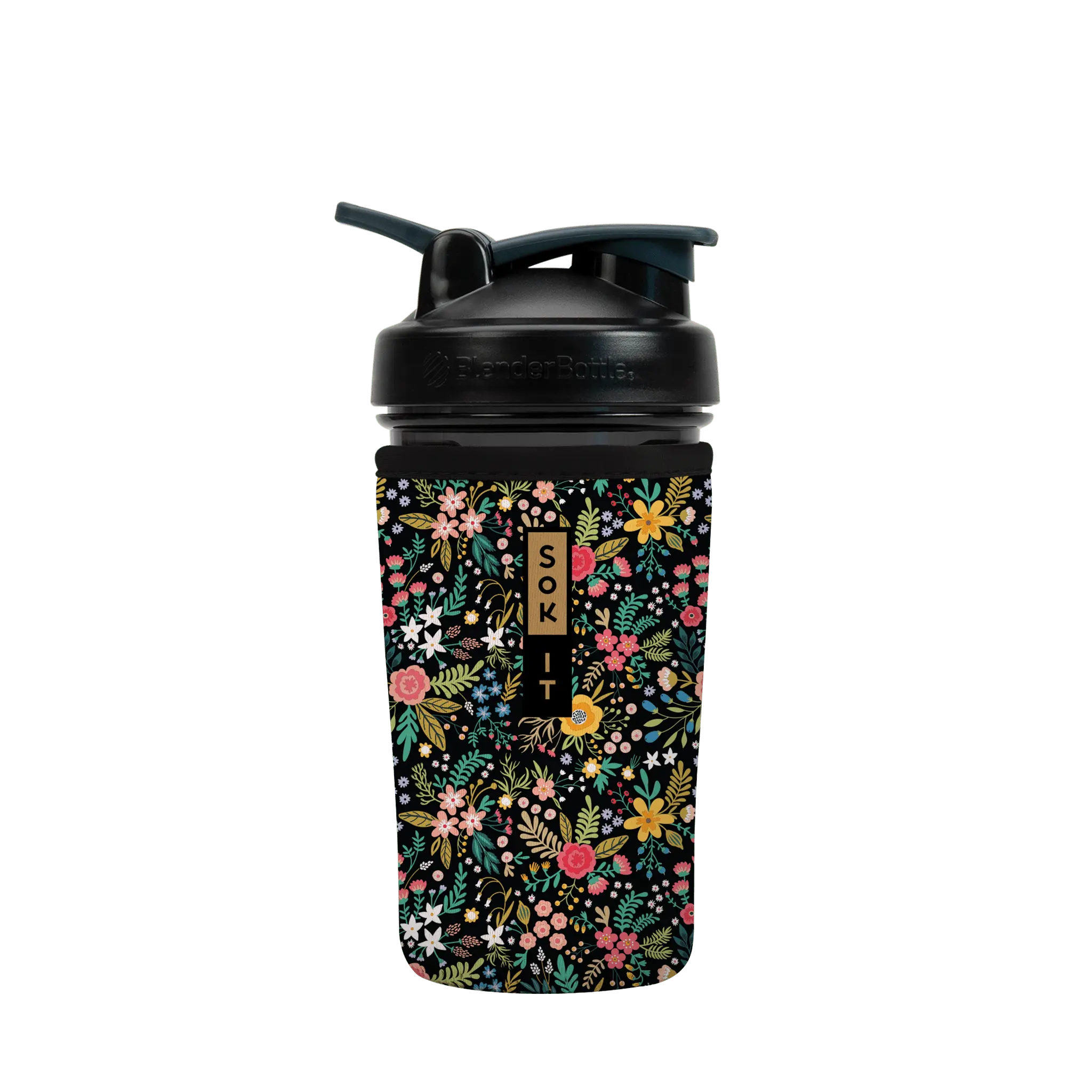 Sok-It BotlSok for Blender Style Bottle - Black English Garden Picnic 24oz 12.99 BotlSok-FW Floral