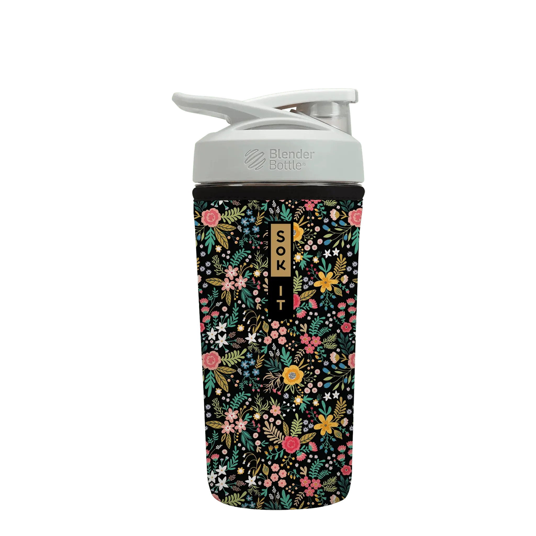 Sok-It BotlSok for Blender Style Bottle - Black English Garden Picnic 28oz 14.99 BotlSok-FW Floral