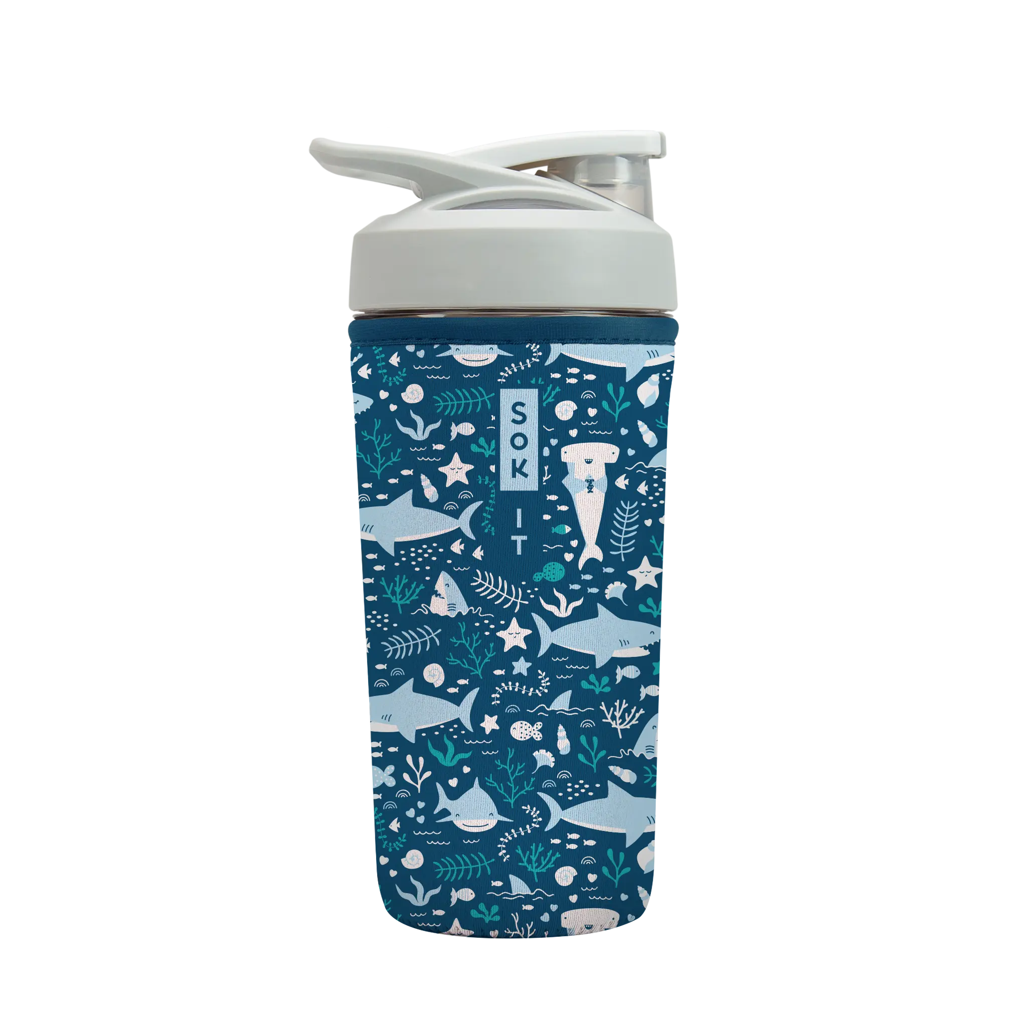 Sok-It BotlSok for Blender Style Bottle - Happy Sharks 28oz-Blender-Bottle 14.99 BotlSok-Summer Holiday