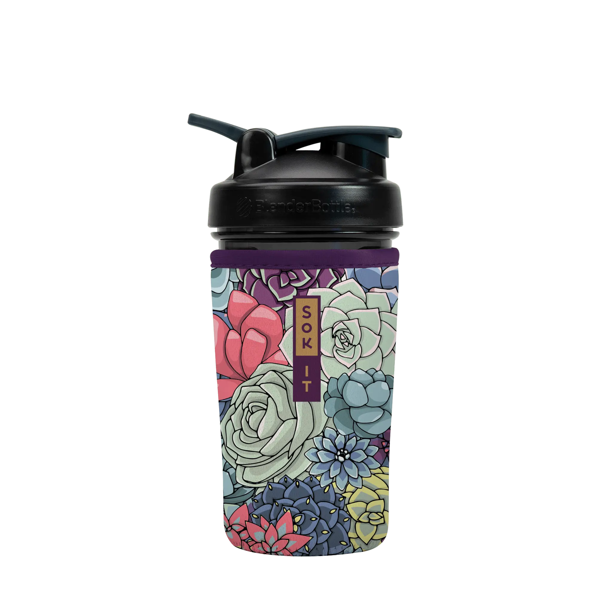 Sok-It BotlSok for Blender Style Bottle - Succulents 24oz 12.99 BotlSok-SS Floral