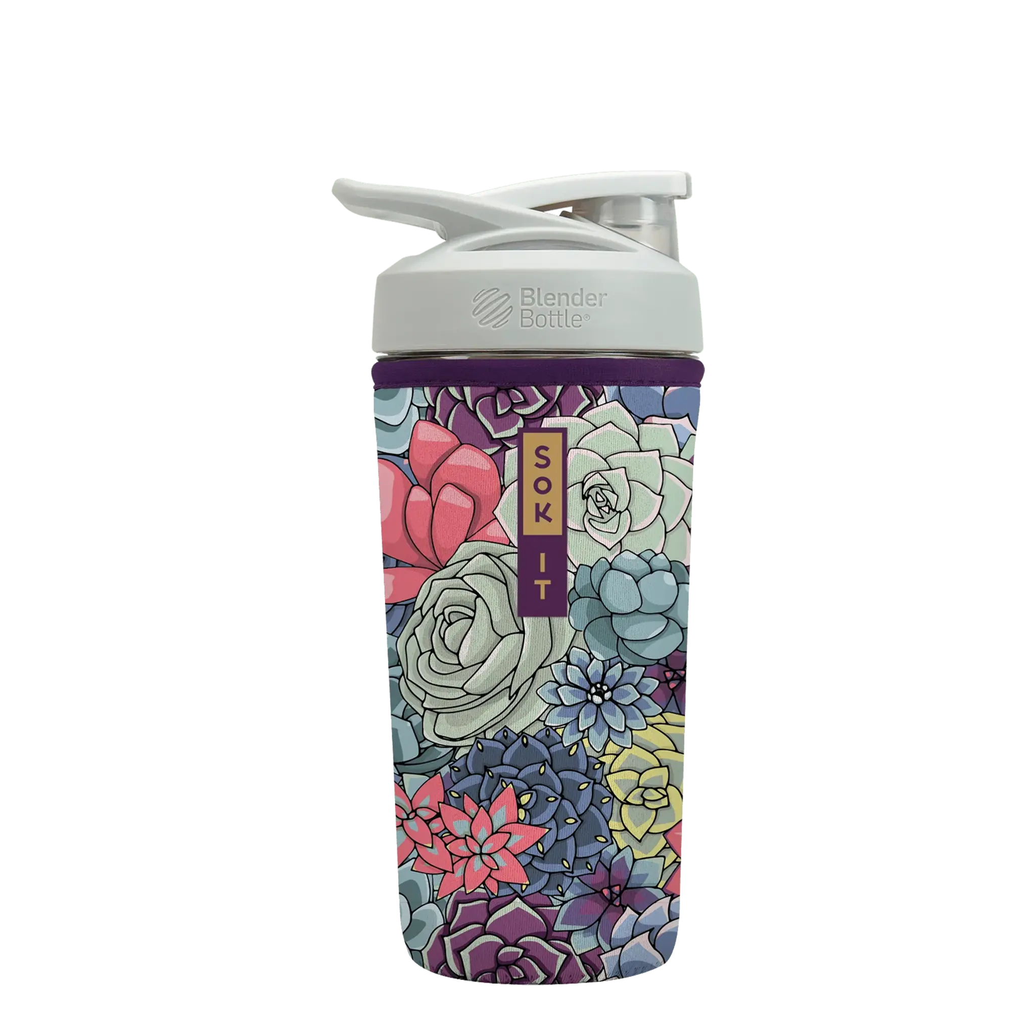 Sok-It BotlSok for Blender Style Bottle - Succulents 28oz 14.99 BotlSok-SS Floral