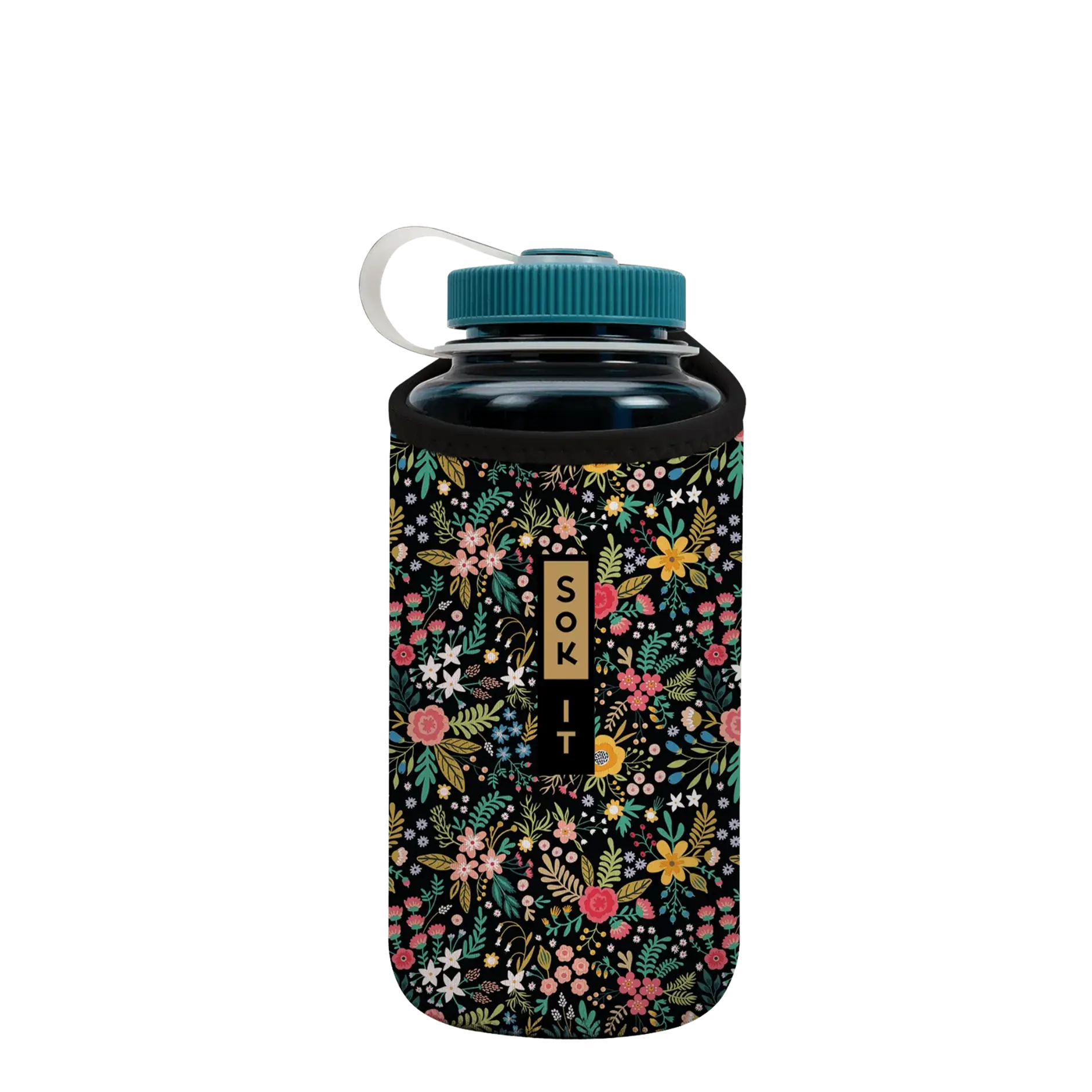 BotlSok for Nalgene Style Bottles - Black English Garden Picnic