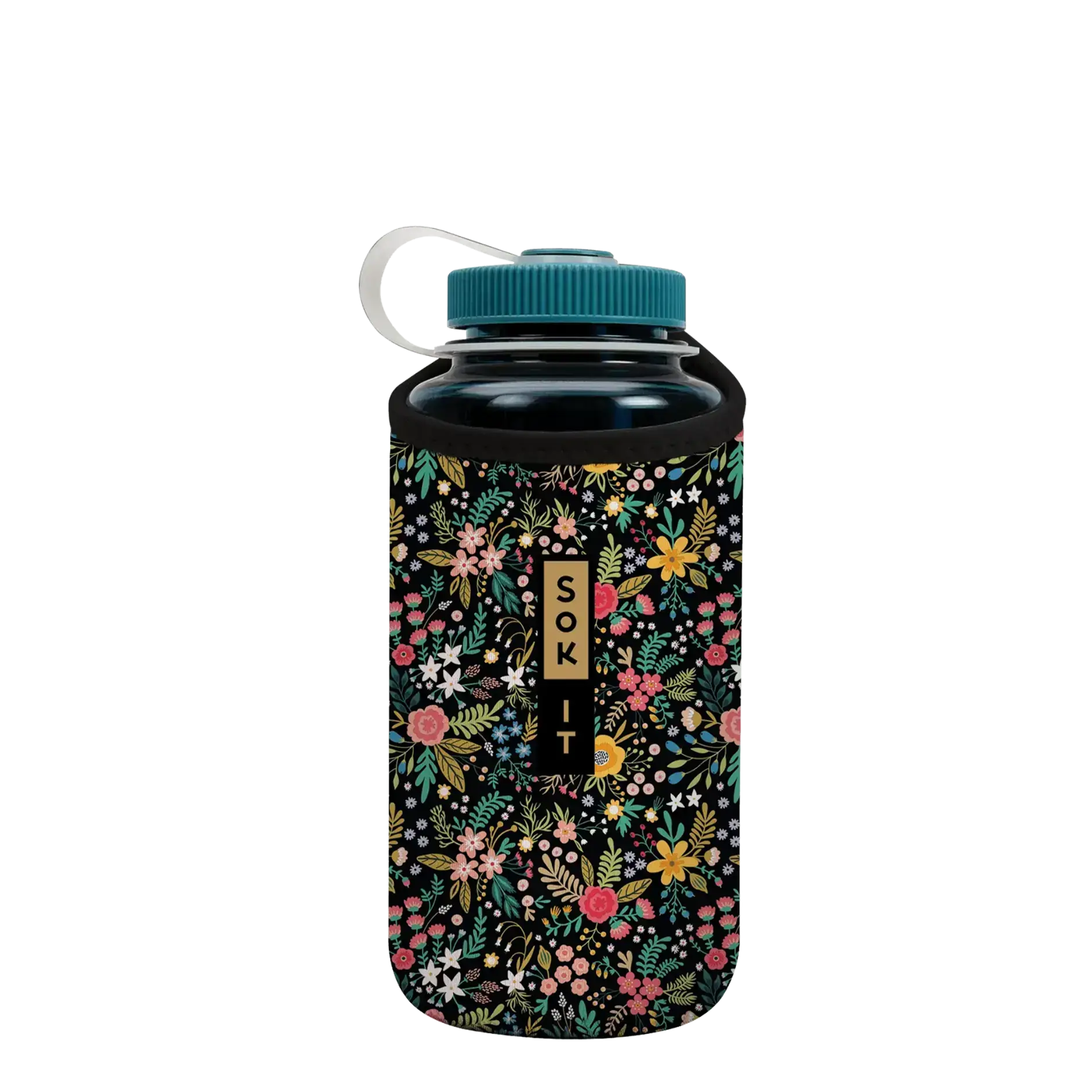 BotlSok for Nalgene Style Bottles - Black English Garden Picnic