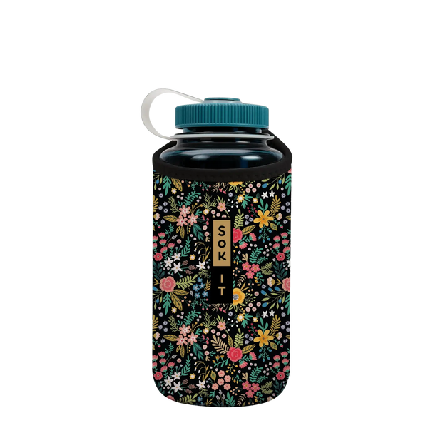 BotlSok for Nalgene Style Bottles - Black English Garden Picnic