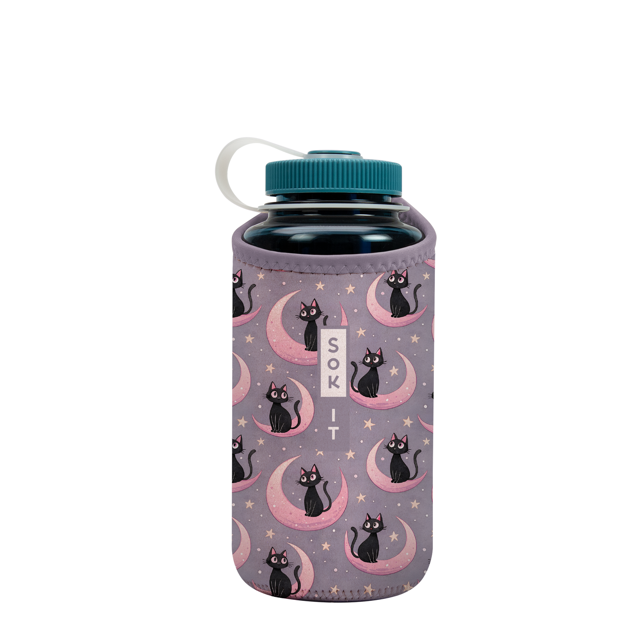 Sok-It BotlSok for Nalgene Style Bottles - Crescent Kitty  