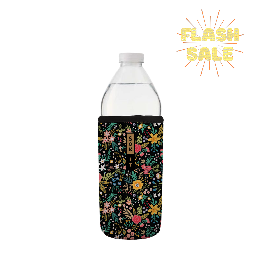 BotlSok for Water Bottles - Black English Garden Picnic