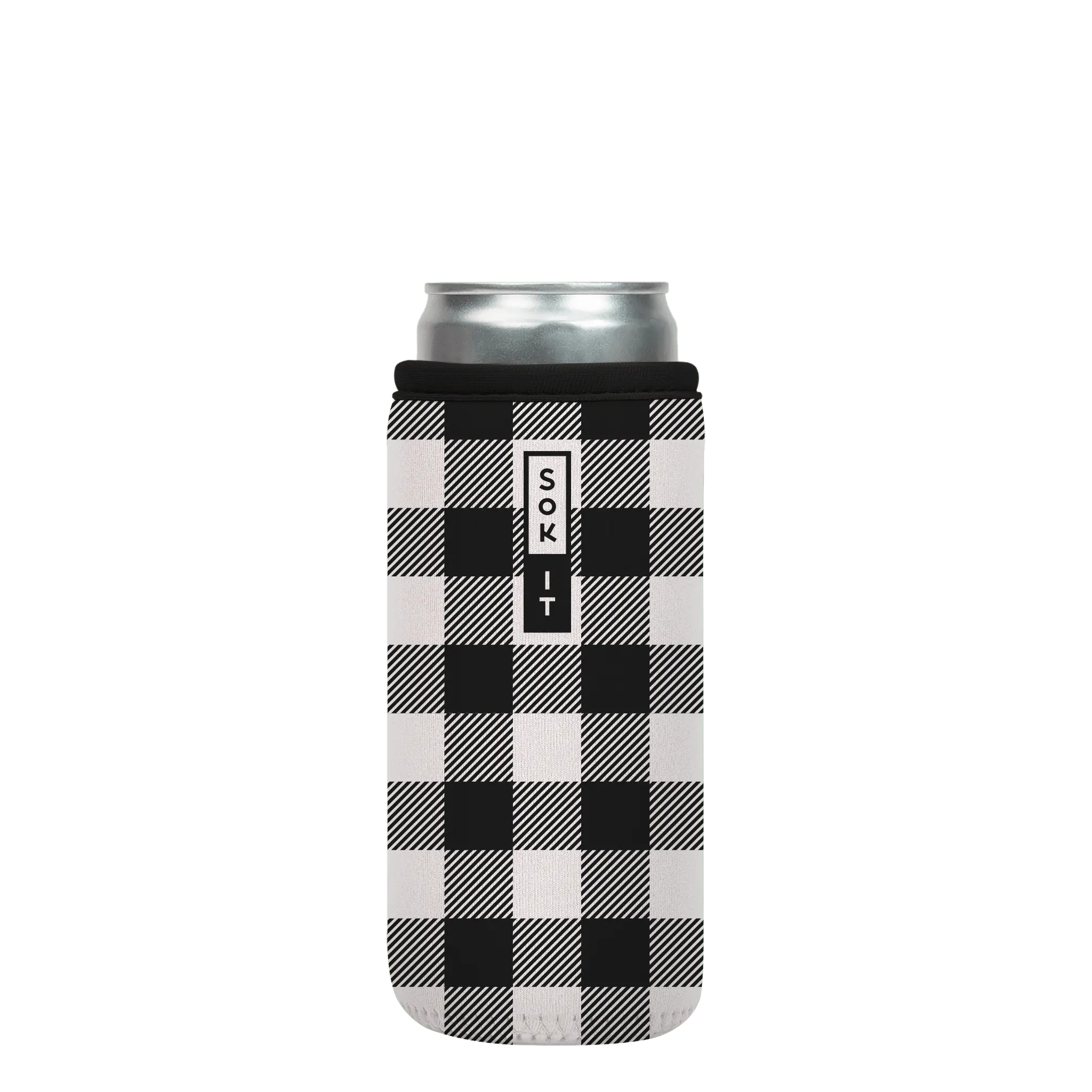 Sok-It CanSok - B&W Buffalo Check 12oz-Slim-Can 12.99 CanSok-Plaids