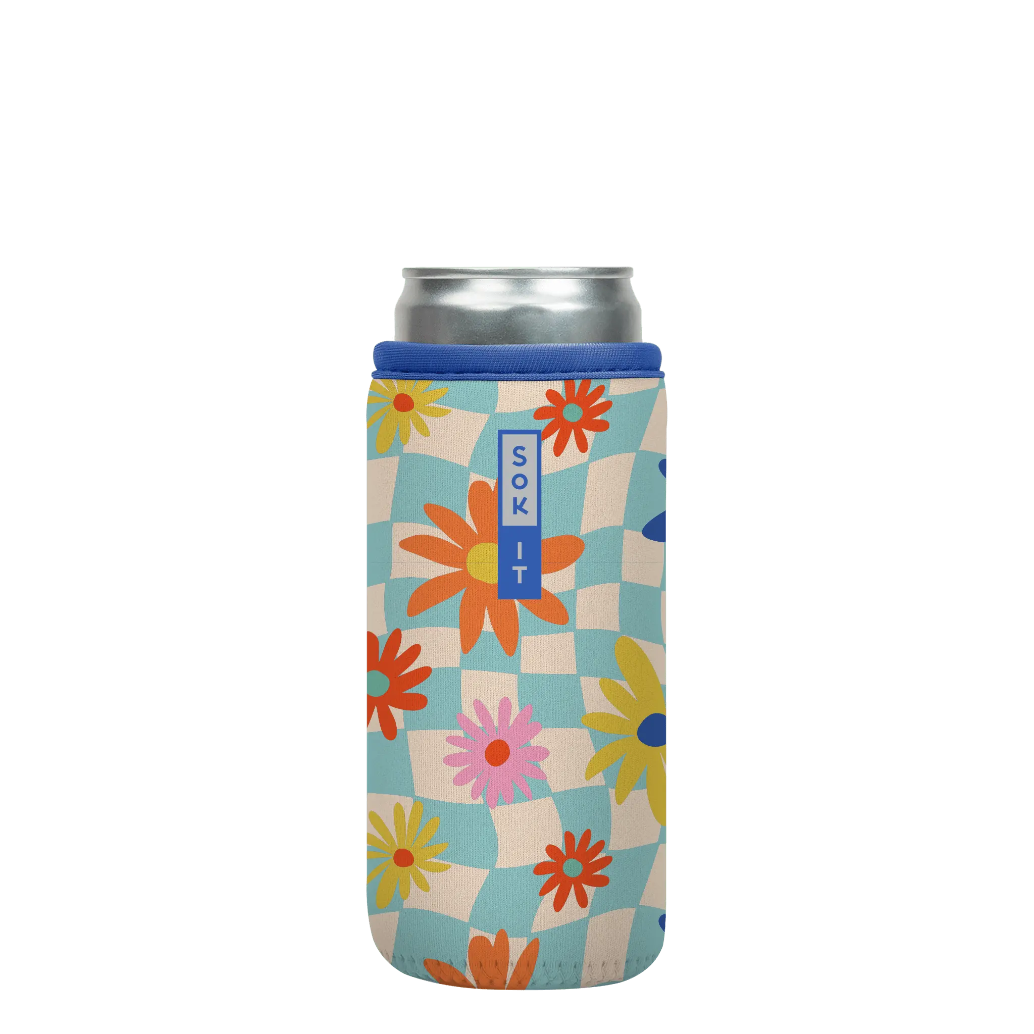 Sok-It CanSok - Floral Checkerboard 12oz-Slim-Can 7.13 CanSok-SS Floral