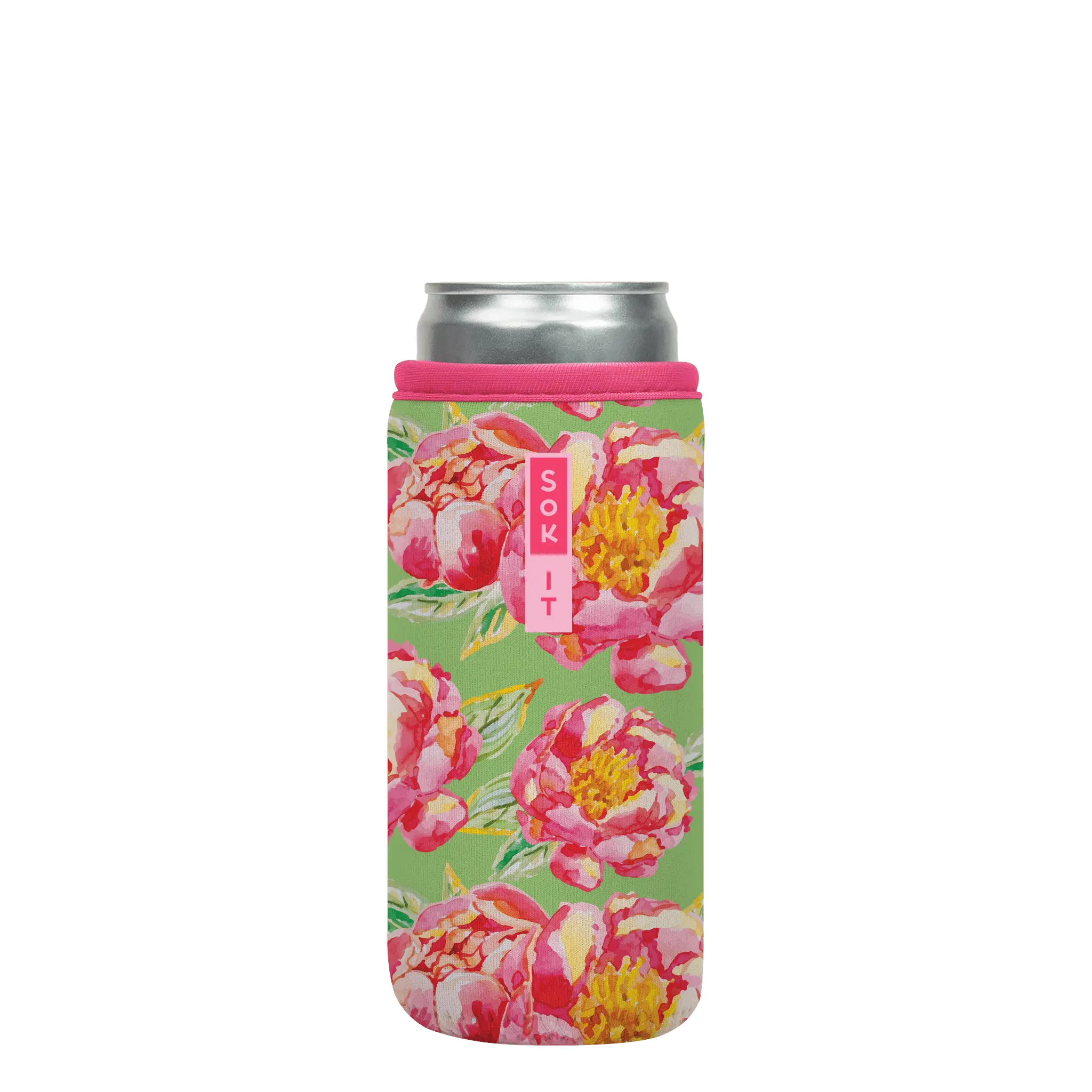 Sok-It CanSok - Pink Peonies 12oz-Slim-Can 8.43 CanSok-SS Floral