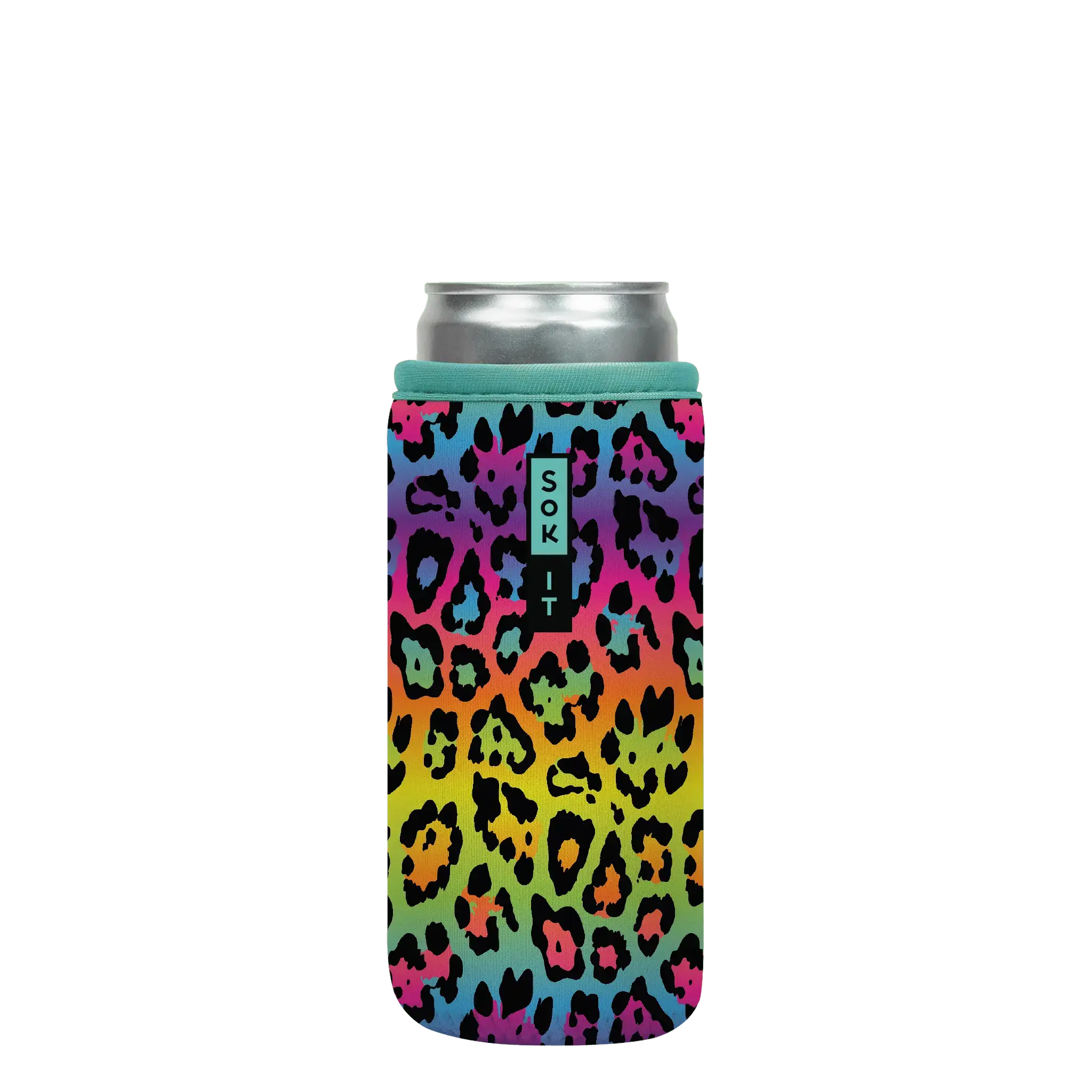 Sok-It CanSok - Rainbow Leopard 12oz-Slim-Can 12.99 CanSok-Animal Prints