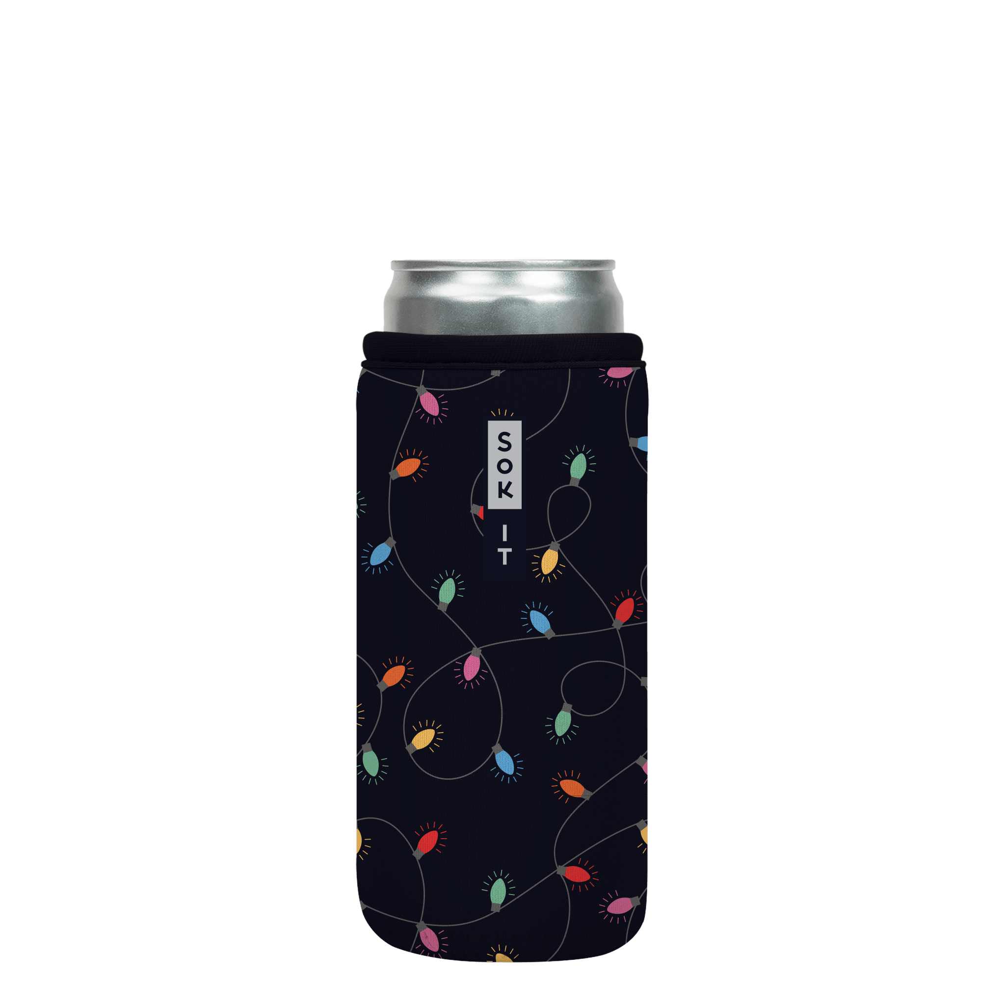 Sok-It CanSok - Rainbow Lights 12oz-Slim 12.99 CanSok-Winter Holiday