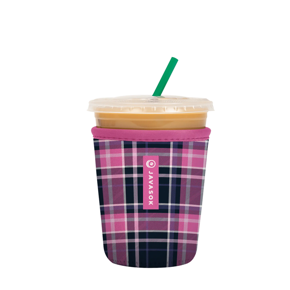 Berry Plaid Iced Coffee Sleeve – JavaSok | Sok-It