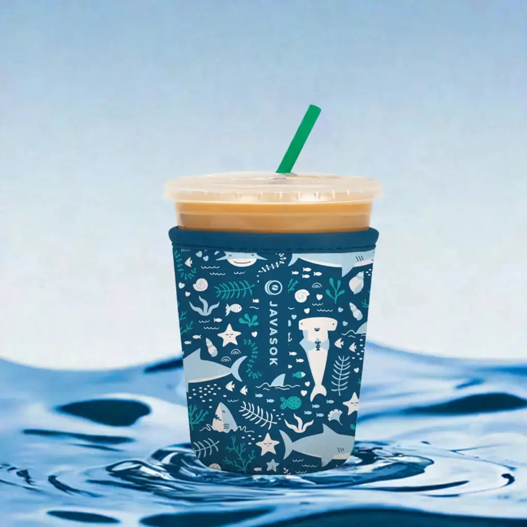 Happy Sharks Iced Coffee Sleeve – JavaSok | Sok-It Happy Sharks Iced Coffee Sleeve – JavaSok | Sok-It