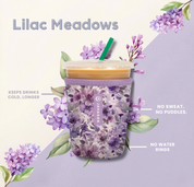 javasok with white background and purple floral print alongside product benefits
