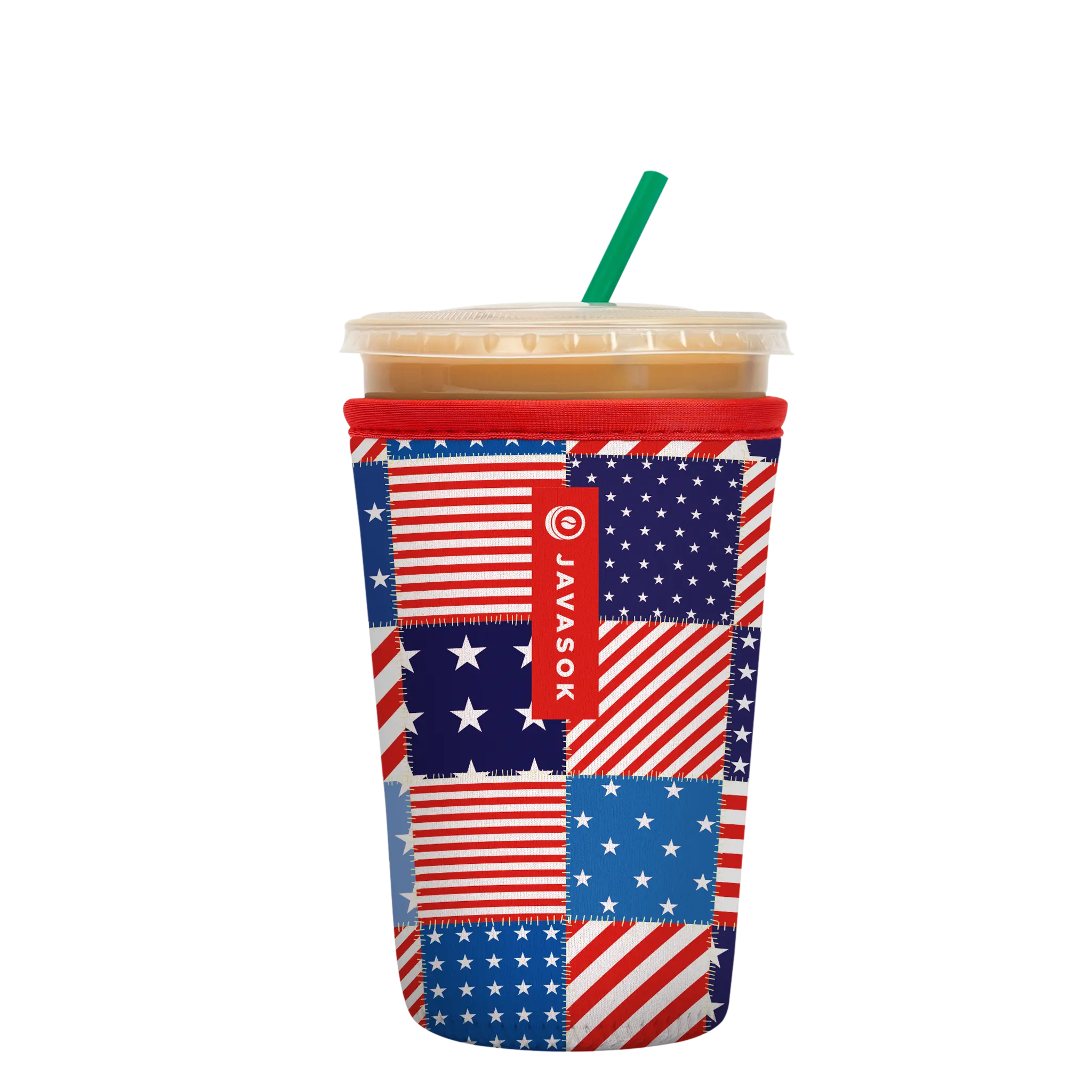 blue and red starbucks cup Patriotic Patchwork Iced Coffee Sleeve – JavaSok