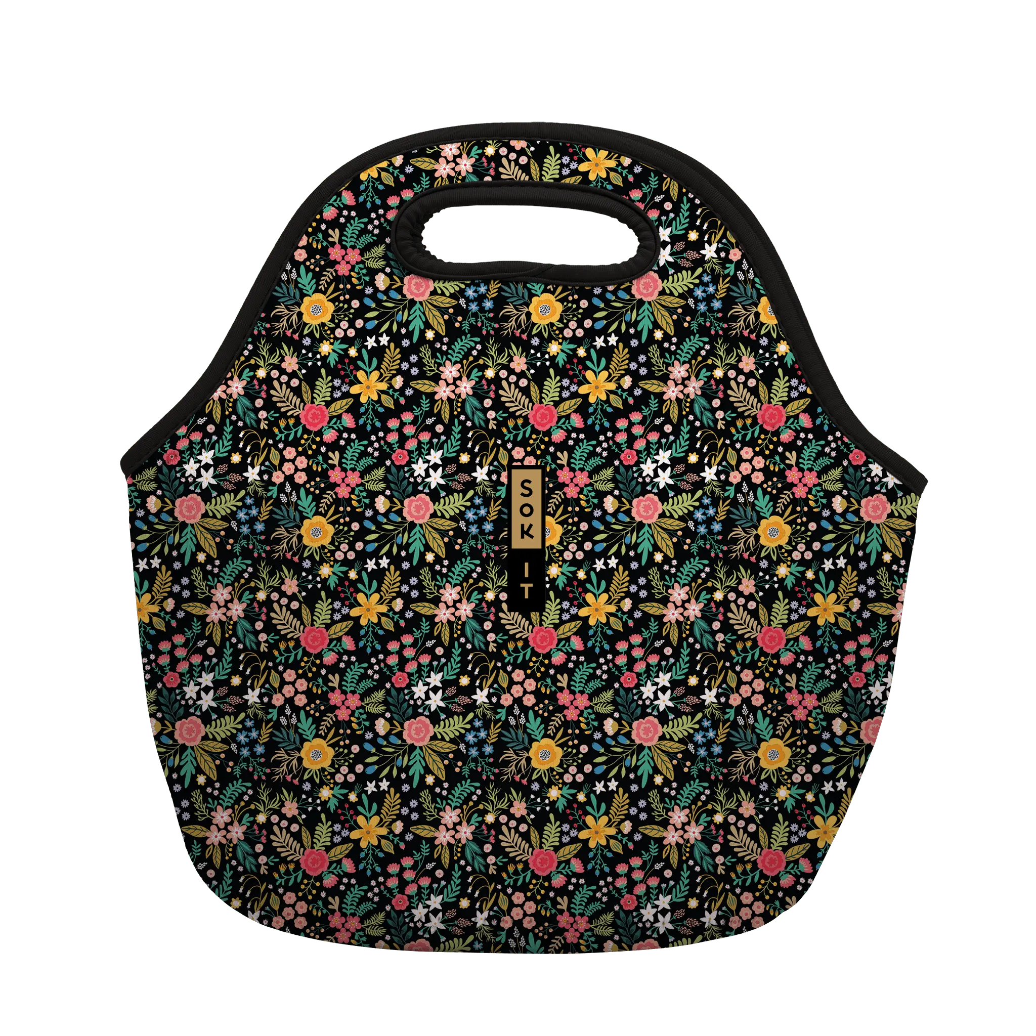 Sok-It LunchTote - Black English Garden Picnic   LunchTote-FW Floral