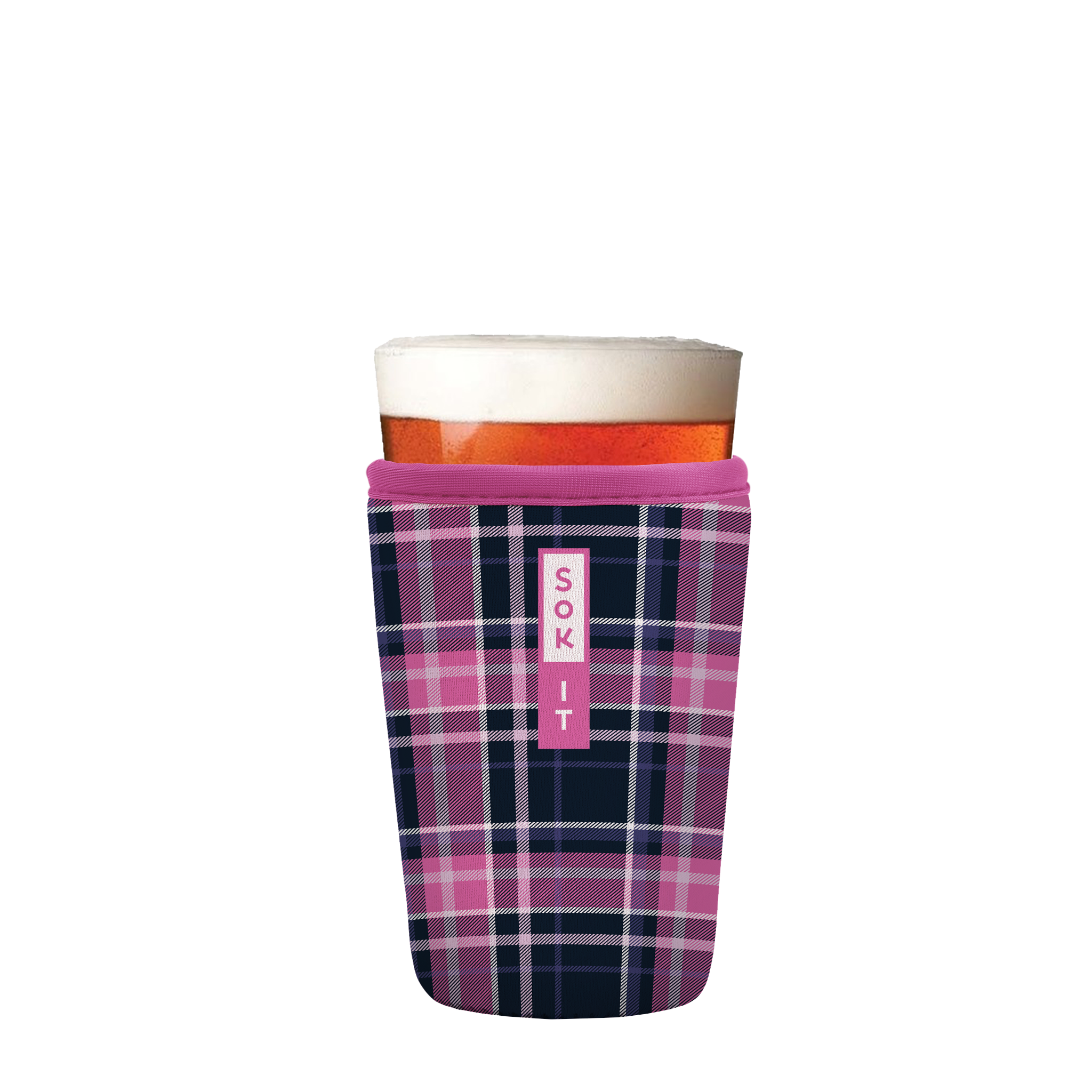 PintGlassSok - Berry Plaid