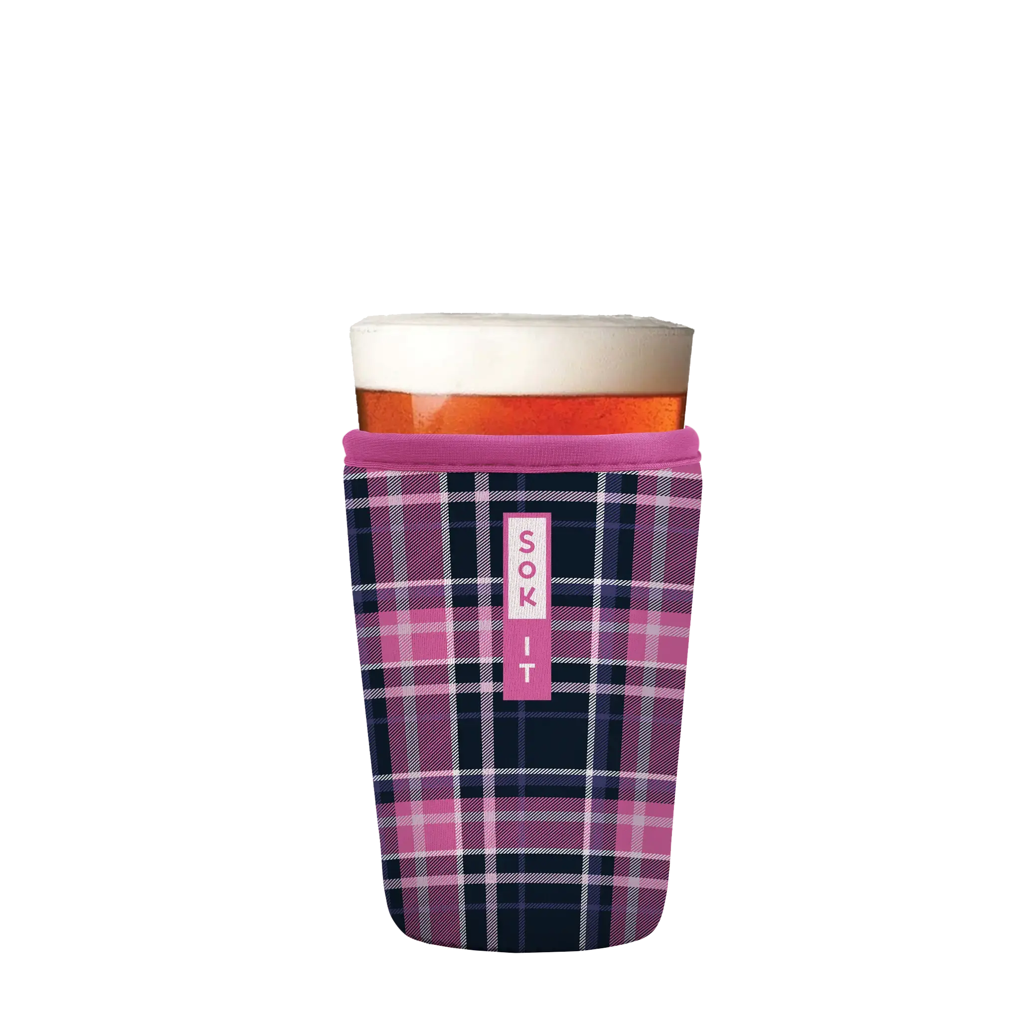 PintGlassSok - Berry Plaid