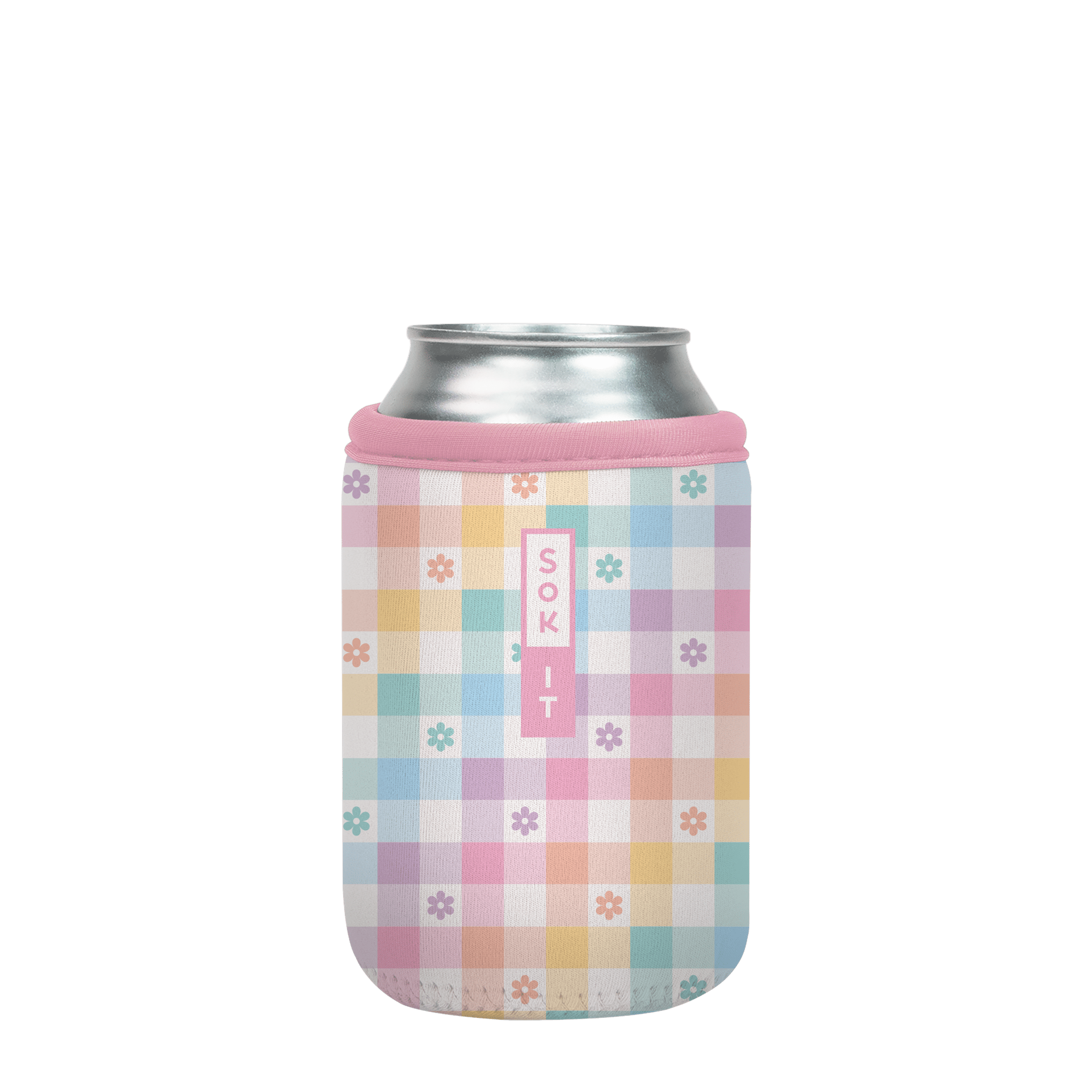 CanSok-Floral Gingham Flowers 12oz Can
