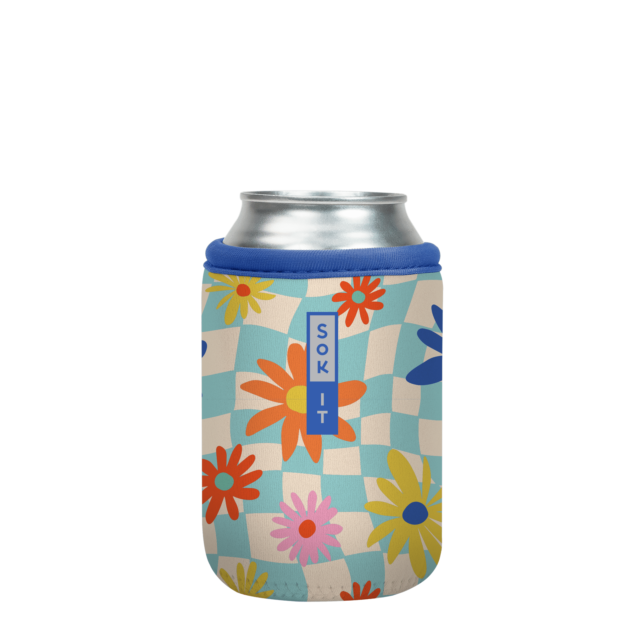 CanSok Floral Checkerboard 12oz Can