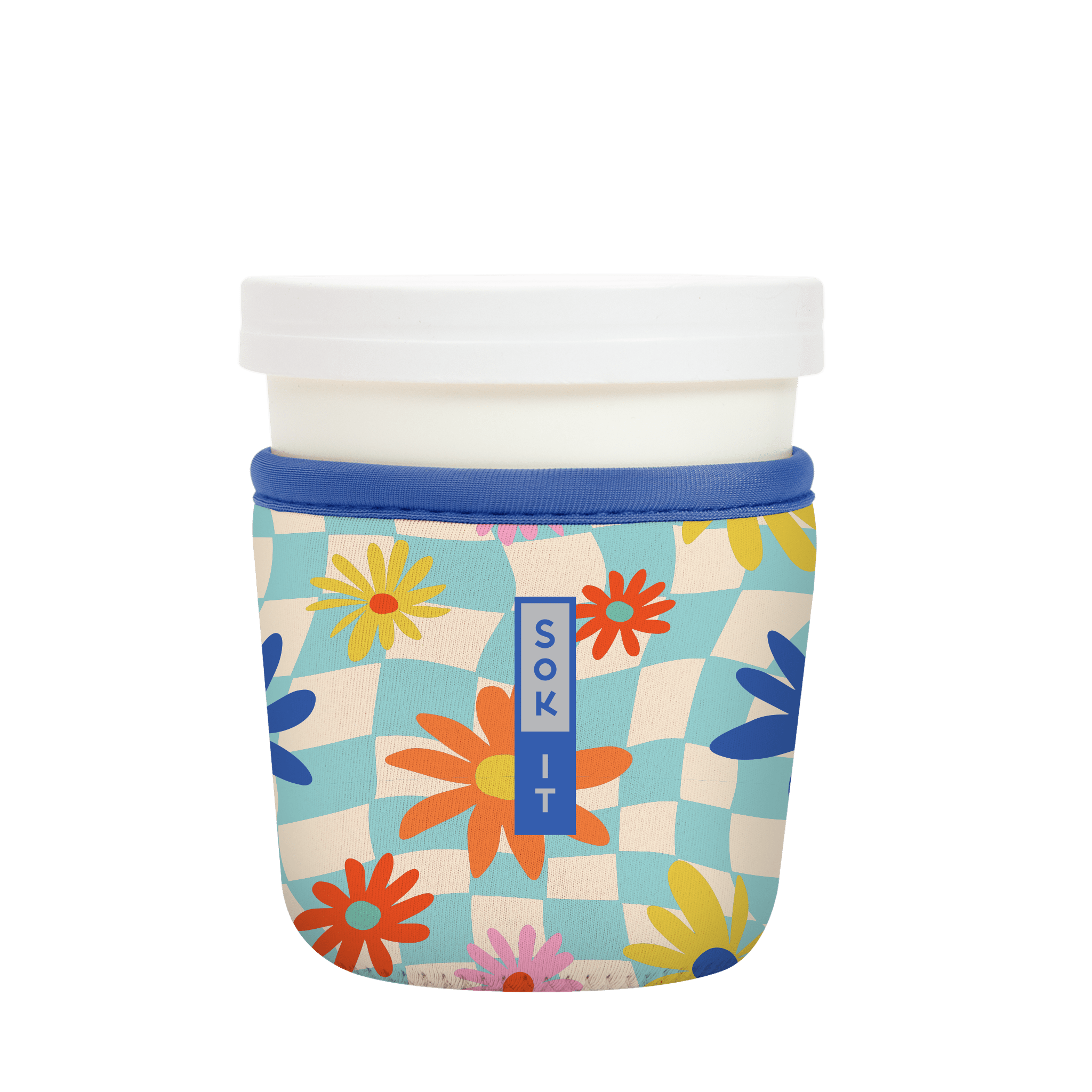 IceCreamSok Floral Checkerboard 16oz Ice Cream Pint